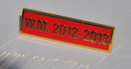 Breast Jewel Middle Date Bar 'WM 2012-2013 - Gilt on Red Enamel - Click Image to Close