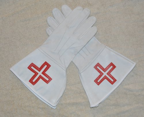 Masonic Knight Of Malta Formal Black Leather Gauntlets - Soft Leather Gloves (Style MC040) 6 thumbnail image